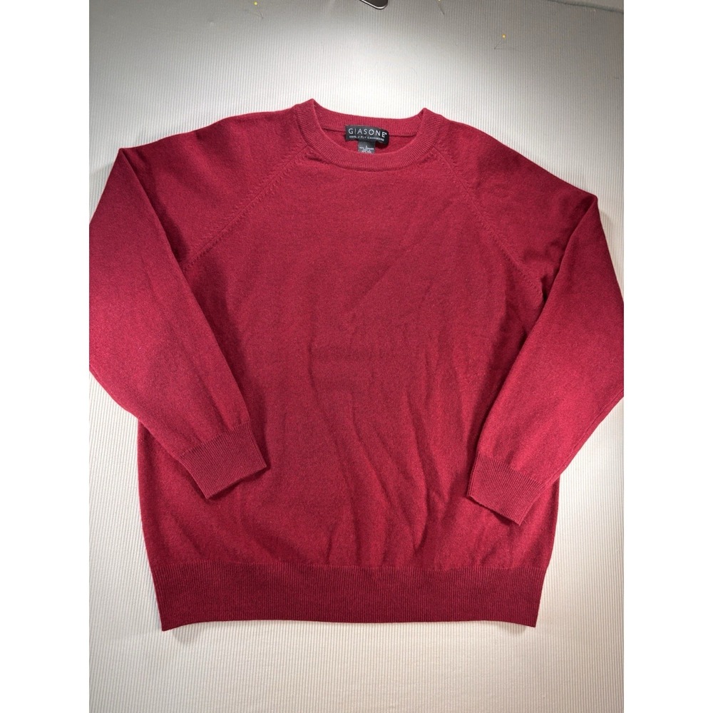 Giasone Cashmere Sweater Men's L Red 100% 2-ply Crew Neck Pullover Hong Kong